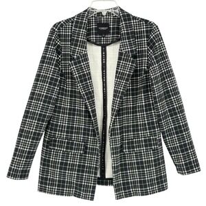 Liverpool Los Angeles B/W Olive Green Plaid Open Front Blazer Modern Workwear L